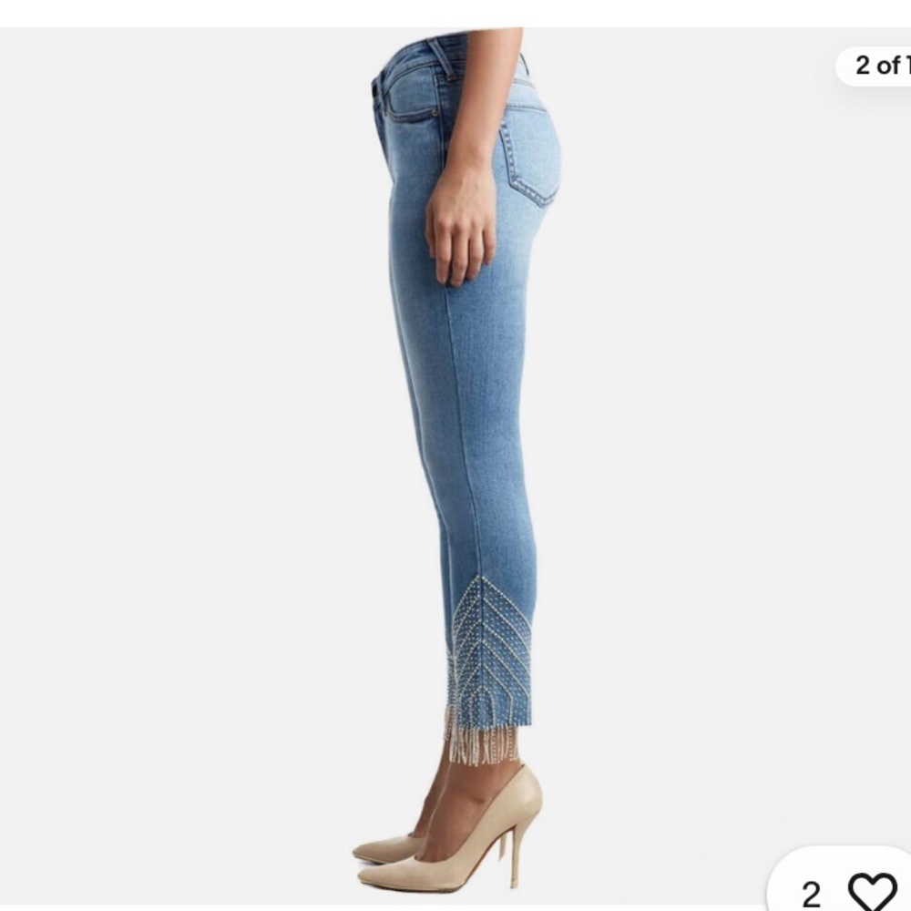 True Religion Halle Crystal Fringe Cropped Jeans Size 27
